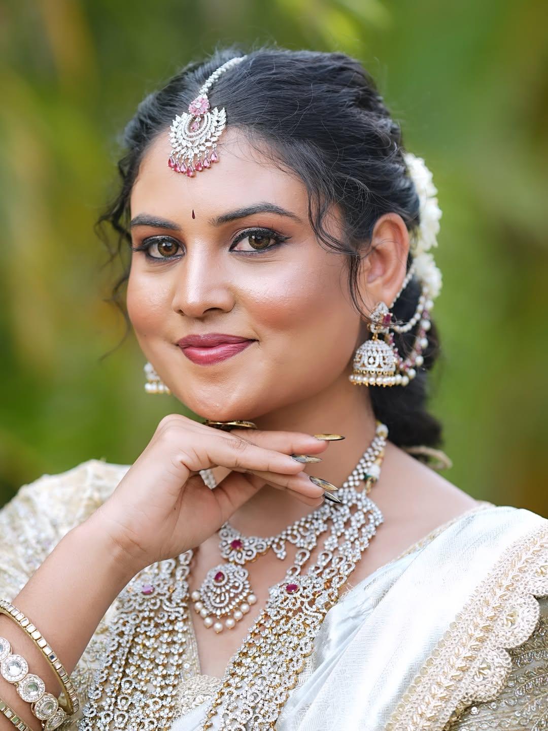 Student work — bridal look completed in our batch training